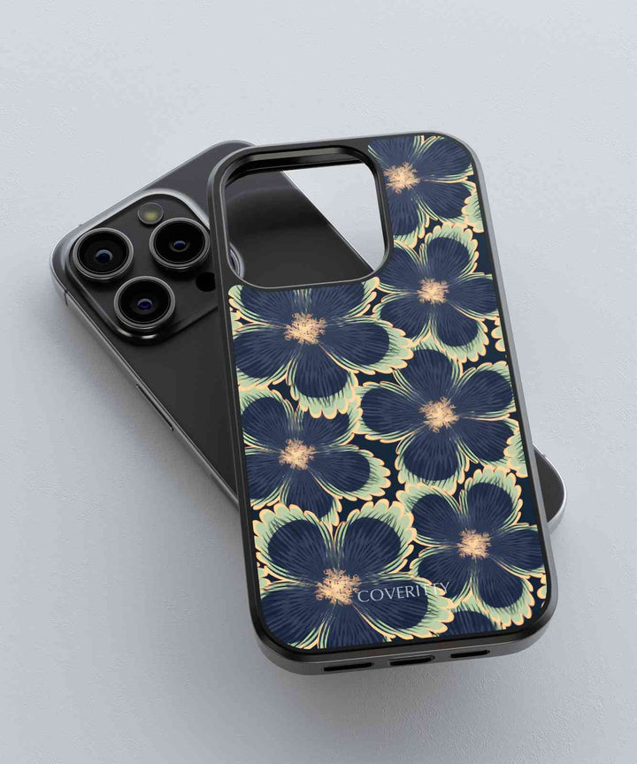 Phone case with floral design on a light gray background
