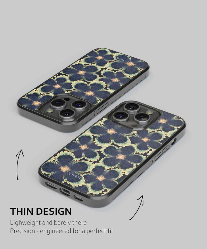 Phone case with floral design on a gray background