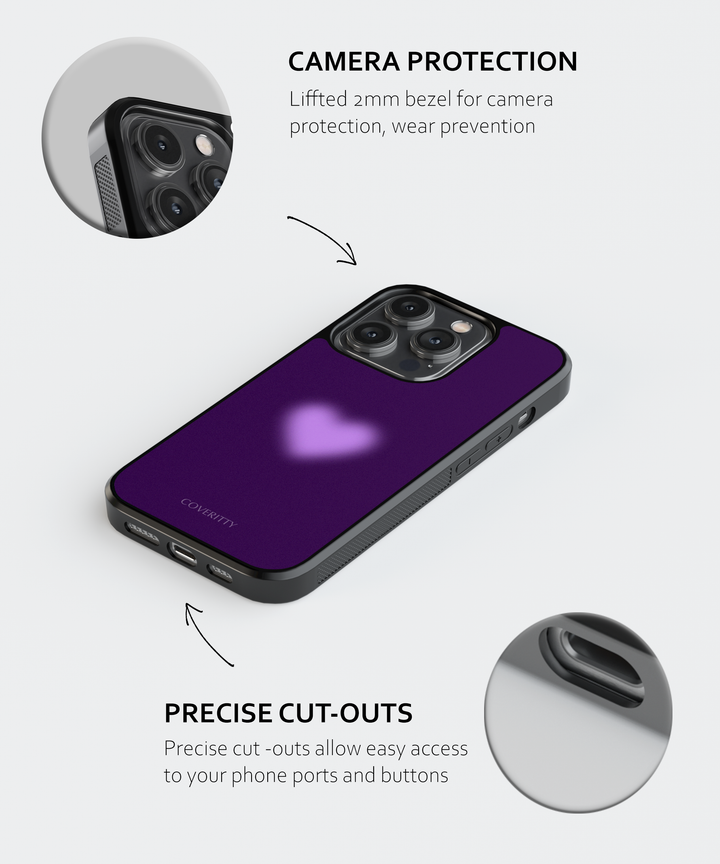 Phone case with camera protection and precise cut-outs on a white background