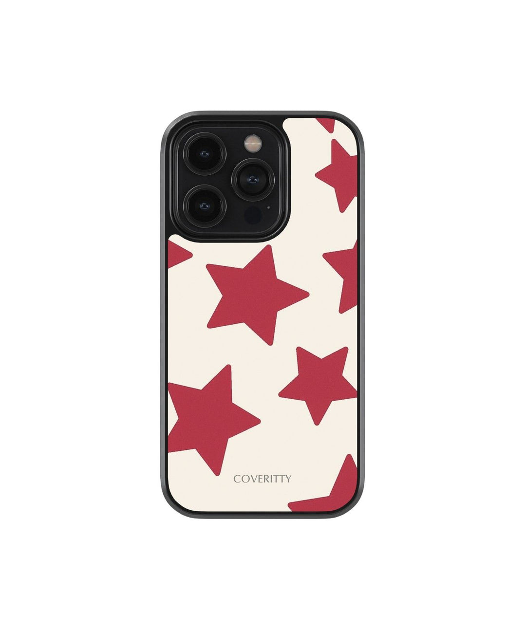 Phone case with red star pattern on a white background